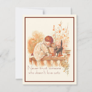 Carte De Correspondance Belle citation de chats d'enfant Red Haired avec c
