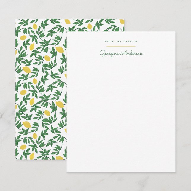 Carte De Correspondance Belle papeterie personnelle Lemons (Devant / Derrière)