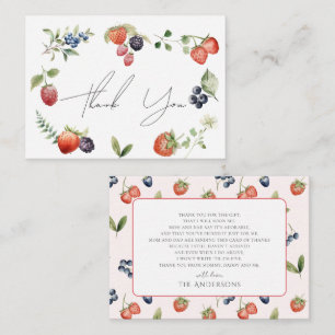 Carte De Correspondance Berry Sweet Berries Girl Baby shower Merci