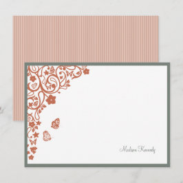 Carte De Correspondance Beurre Jardin Pêche Stripe Nom du script Note Voit