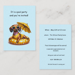 Carte De Correspondance Bikini Dachshund Pool