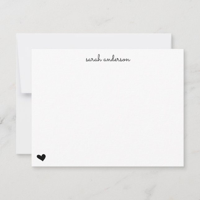Carte De Correspondance Black Doodle Heart Papeterie personnalisée (Devant)