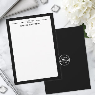 Carte De Correspondance Blanc Noir Depuis Le Bureau De Nom Entreprise