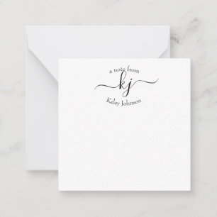 Carte De Correspondance Blanc noir minimaliste 2 Monogramme initial 