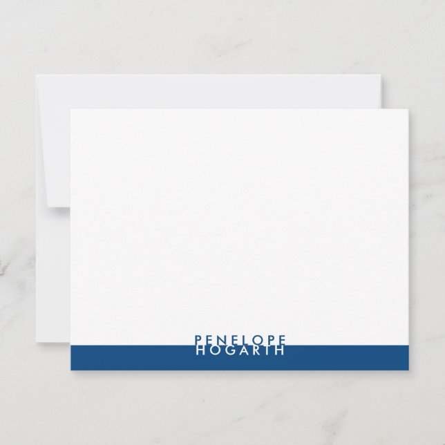 Carte De Correspondance Bleu blanc chic moderne minimaliste (Devant)