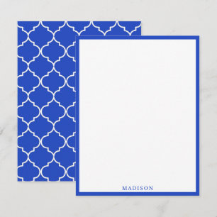 Carte De Correspondance Bleu & Blanc Méditerranéen Motif marocain