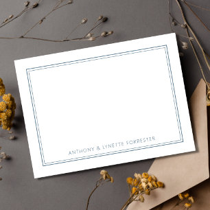 Carte De Correspondance Bleu double bordure classique
