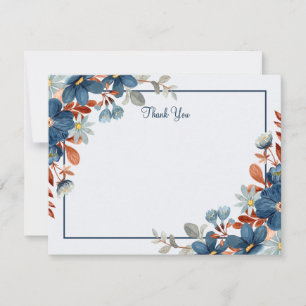 Carte De Correspondance Bleu minimaliste merci