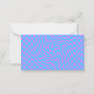 Carte De Correspondance Bleu pâle et à damiers lavande