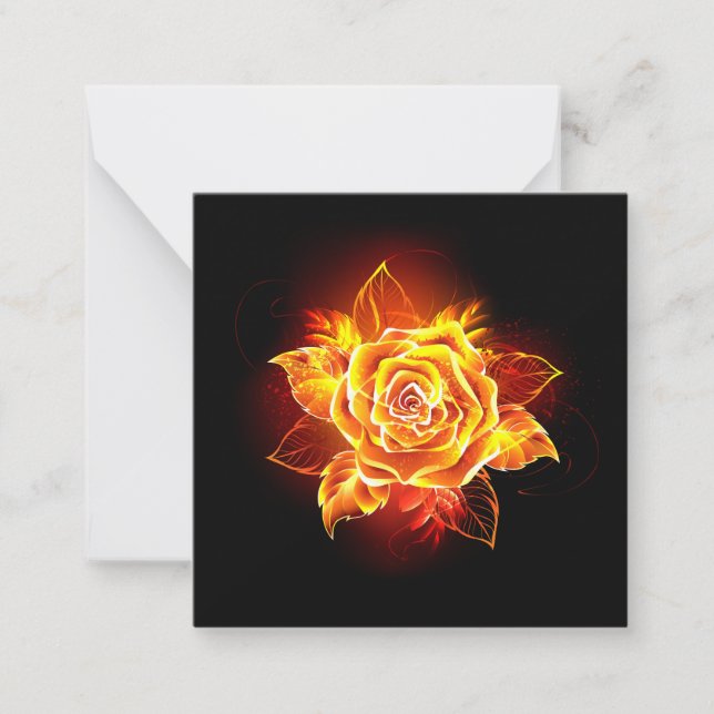 Carte De Correspondance Blooming Fire Rose (Devant)