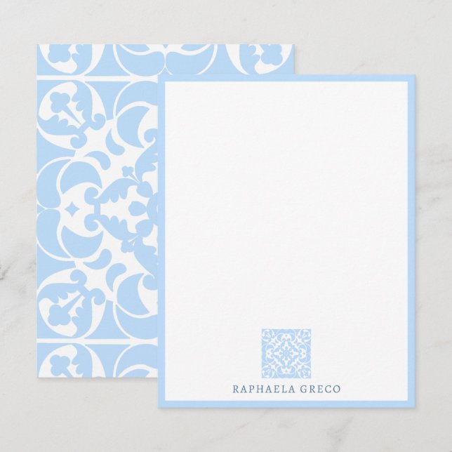 Carte De Correspondance Blue Azulejos portugais espagnol méditerranéen (Devant / Derrière)