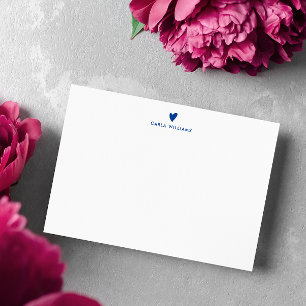 Carte De Correspondance Blue Doodle Heart Formal Classic Family