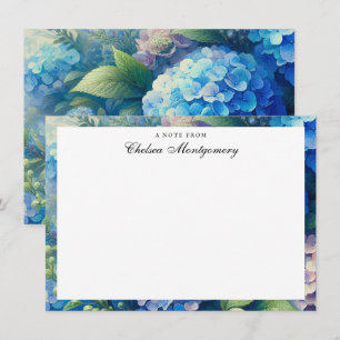 Carte De Correspondance Blue Hydrangea Nom personnalisé
