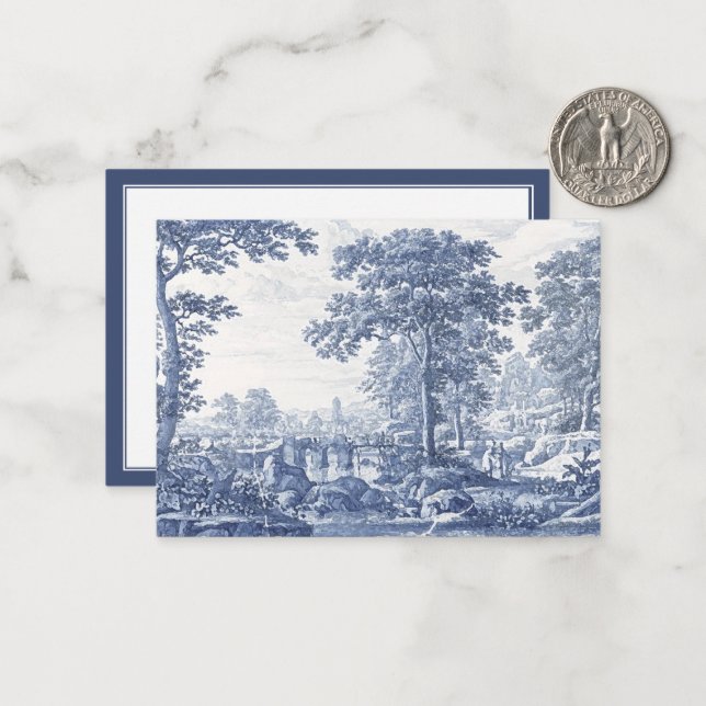 Carte De Correspondance Blue Italianate Paysage 1600s (Devant/Arrière en situation)