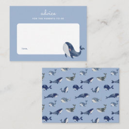 Carte De Correspondance Blue Whale Boy Baby shower Conseils parentaux