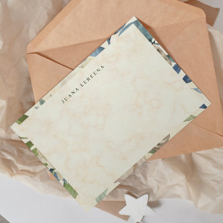 Carte De Correspondance Blush Rose Garden Watercolor Floral Flat Note Card