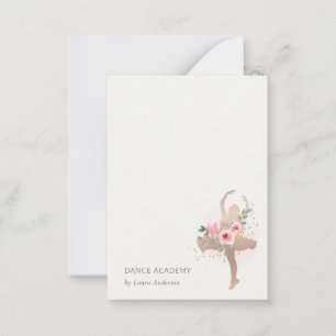 Carte De Correspondance Blush Rose Gold Floral Dance Academy Logo
