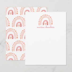 Carte De Correspondance Boho Aquarelle rose arc-en-ciel fille