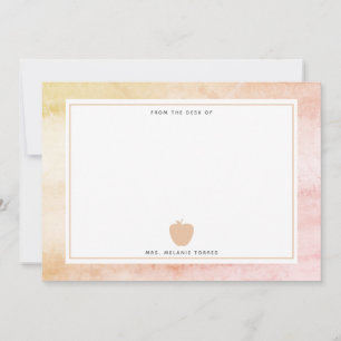 Carte De Correspondance Boho Aquarelle rose Pomme enseignant