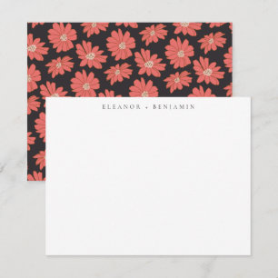 Carte De Correspondance Boho Botanique Noir Rouge Personnalisé Papier
