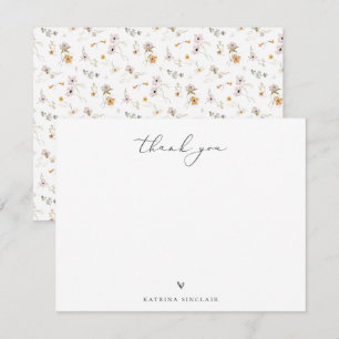 Carte De Correspondance Boho Chic Fleur sauvage Merci