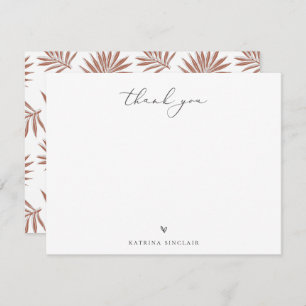 Carte De Correspondance Boho Chic Palm Merci feuille