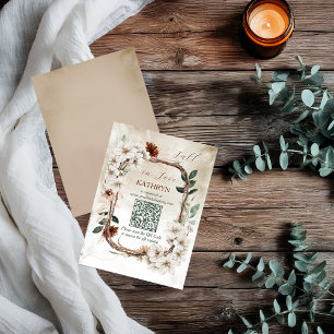 Carte De Correspondance Boho Muted Fall Floral Brid Registry QR Code