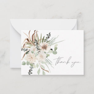 Carte De Correspondance Boho Palm Feuille Eucalyptus & Flore Beige