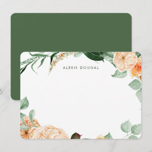 Carte De Correspondance Boho Peach Green Women Stationery personnalisée