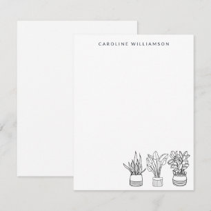Carte De Correspondance Boho Plante ligne minima dessin d'art personnalisé