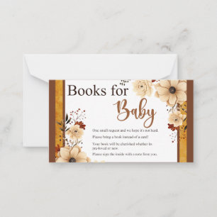 Carte De Correspondance Boho Rustique Baby shower Floral Livres pour bébé