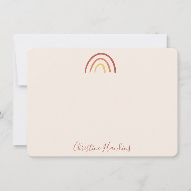 Carte De Correspondance Boho Terracotta Rainbow Blush Rose Personnalisé (Devant)