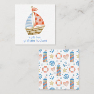 Carte De Correspondance Boîtier cadeau bateau nautique Aquarelle