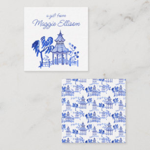 Carte De Correspondance Boîtier cadeau Chinoiserie Aquarelle Bleu Pagode