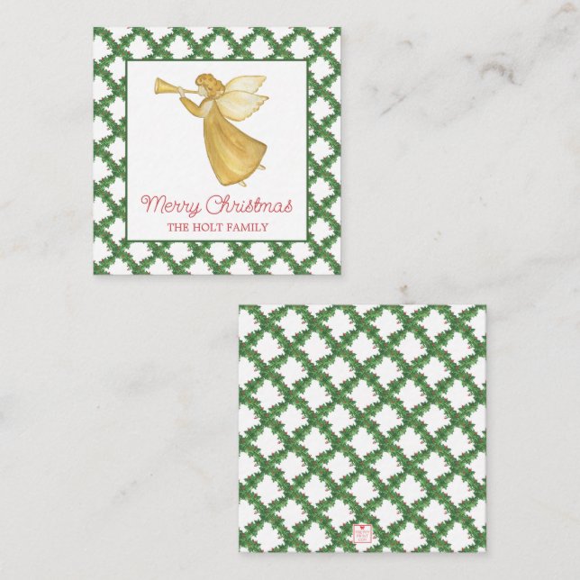 Carte De Correspondance Boîtier cadeau de Noël Golden Angel (Devant / Derrière)