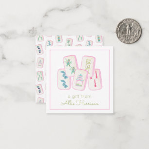 Carte De Correspondance Boîtier en mosaïque rose et vert du Mahjong