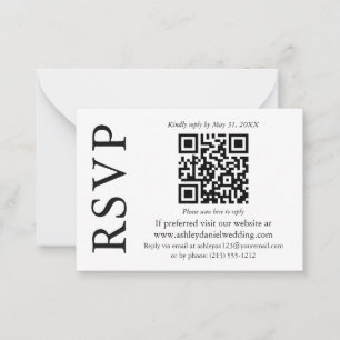 Carte De Correspondance Boîtier RSVP minimaliste de mariage QR élégant