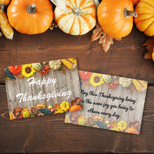 Carte De Correspondance bon thanksgiving bois rustique vacances traditionn