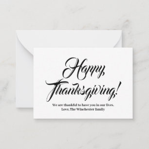 Carte De Correspondance Bon thanksgiving noir script personnalisé élégant