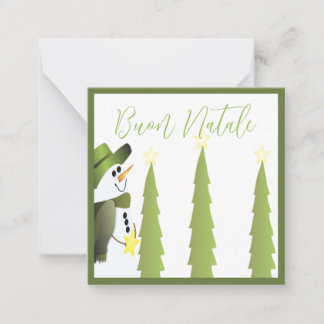 Carte De Correspondance Bonhomme de neige avec vert et étoiles