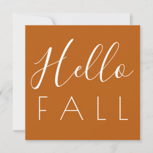 Carte De Correspondance Bonjour Automne Orange Minimaliste Automne Carré