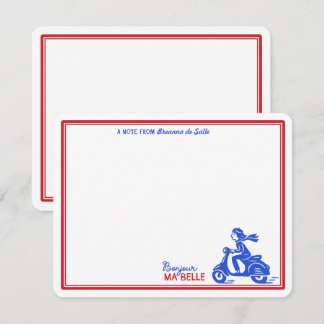 Carte De Correspondance Bonjour Ma Belle Scooter Personnalisé Français