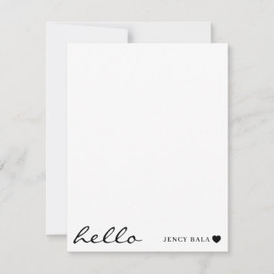 Carte De Correspondance Bonjour minimaliste blanc Design de cœur moderne