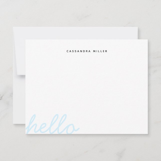 Carte De Correspondance Bonjour Script Élégant Moderne Minimaliste Personn (Devant)