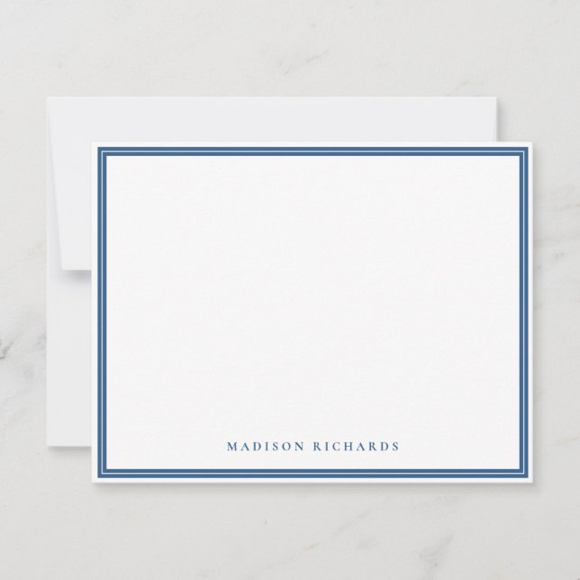 Carte De Correspondance Bordure bleu marine simple personnalisée (Devant)