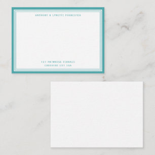 Carte De Correspondance Bordure bleue Turquoise moderne Nom et adresse