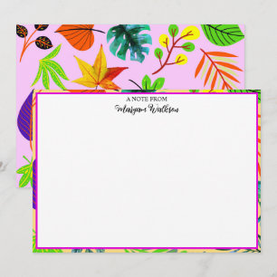 Carte De Correspondance Bordure botanique élégante avec nom - Cadre floral