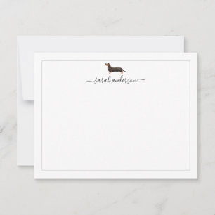 Carte De Correspondance Bordure Dachshund Noir et Tan Personnalisée