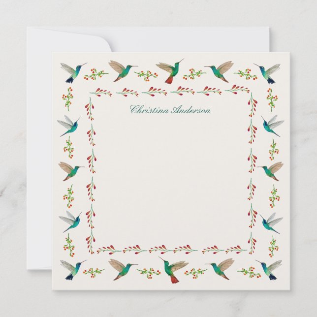 Carte De Correspondance Bordure de colibri personnalisée (Devant)