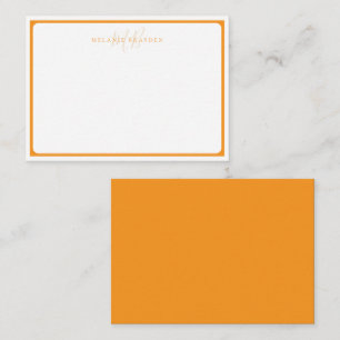 Carte De Correspondance Bordure de courbe pointue orange monogramme minima